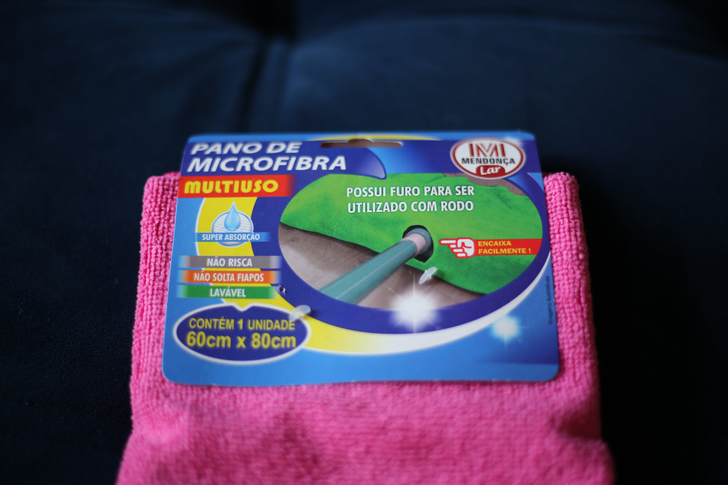 Pano de Microfibra com furo para pano 60x80cm furo para rodo - Casa das Vassouras