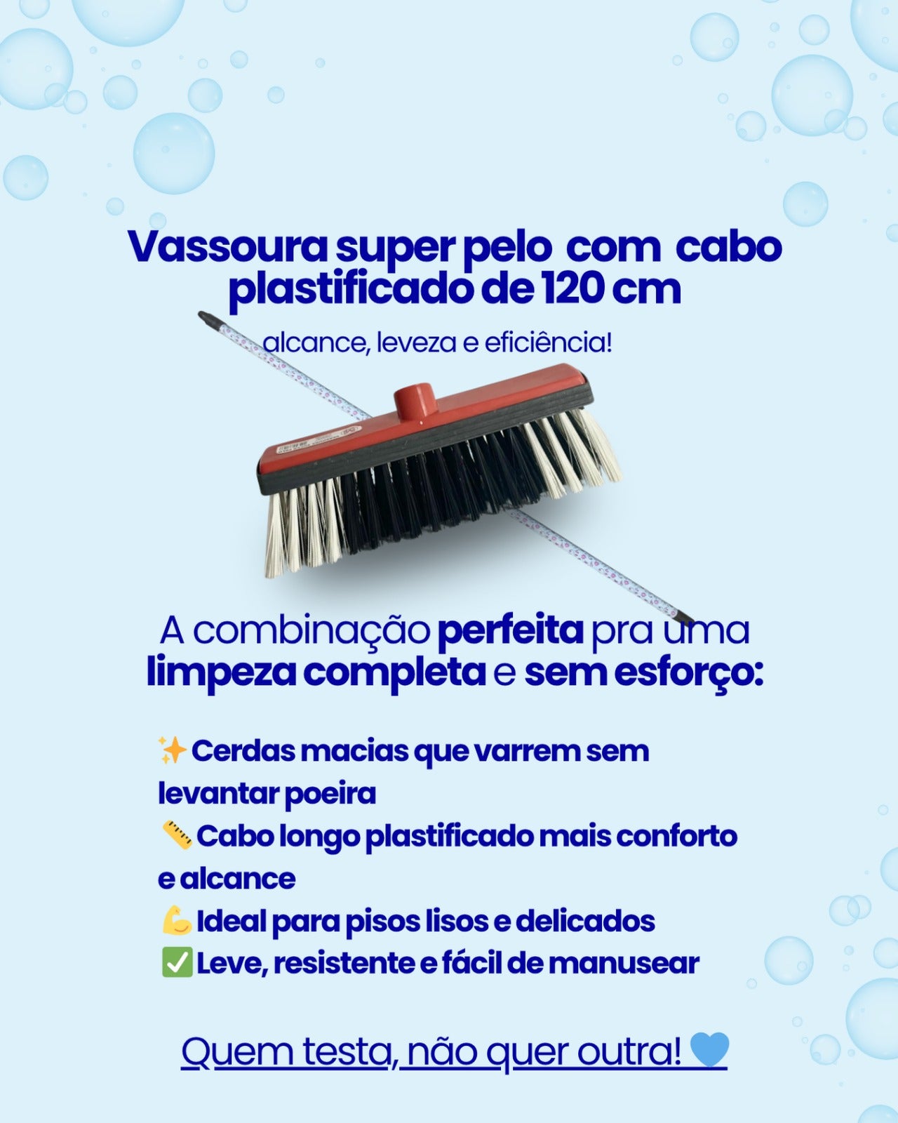 Vassoura Super Pelo 120cm – Cabo Plastificado